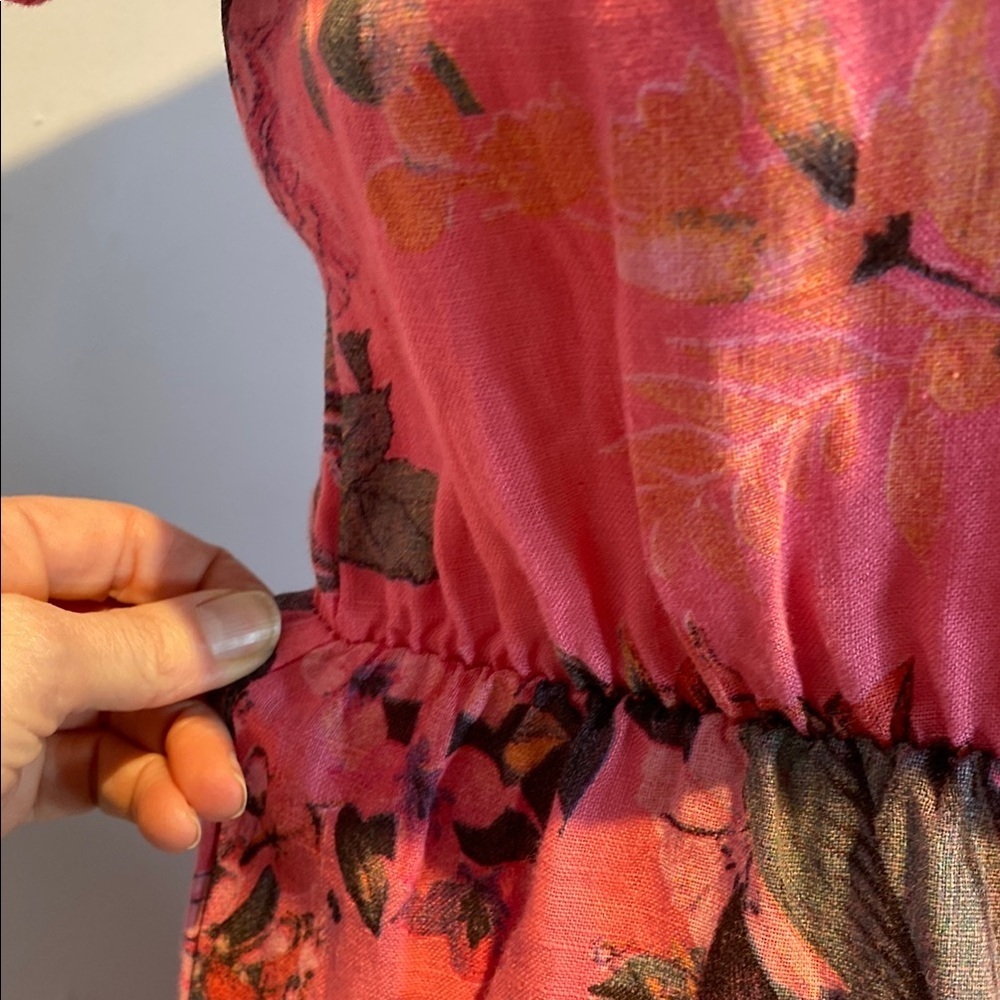 Marisa & Marie 100% linen puff sleeve maxi dress floral size small NWT - Picture 7 of 14